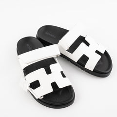 Hermes Chypre Sandals White Calfskin Size 37