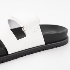 Hermes Chypre Sandals White Calfskin Size 37