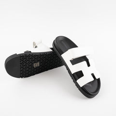 Hermes Chypre Sandals White Calfskin Size 37