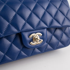 Chanel Mini Top Handle Lambskin Blue Microchip