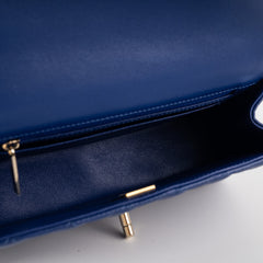 Chanel Mini Top Handle Lambskin Blue Microchip