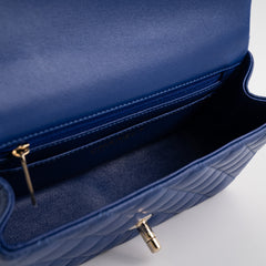 Chanel Mini Top Handle Lambskin Blue Microchip