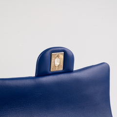 Chanel Mini Top Handle Lambskin Blue Microchip