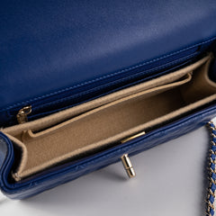 Chanel Mini Top Handle Lambskin Blue Microchip