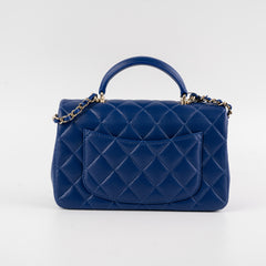 Chanel Mini Top Handle Lambskin Blue Microchip