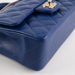 Chanel Mini Top Handle Lambskin Blue Microchip