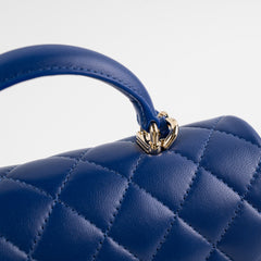 Chanel Mini Top Handle Lambskin Blue Microchip