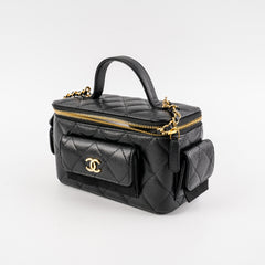 Chanel Caviar Multi Pocket Vanity Black Microchip
