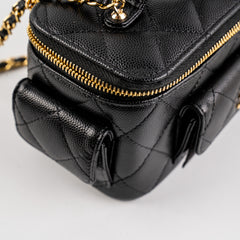 Chanel Caviar Multi Pocket Vanity Black Microchip