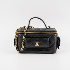 Chanel Caviar Multi Pocket Vanity Black Microchip