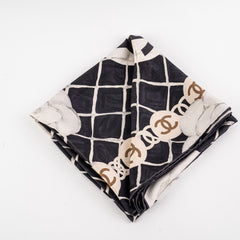 Chanel Silk Scarf Black/White