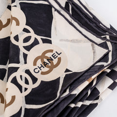 Chanel Silk Scarf Black/White