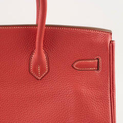 Hermes Birkin 35 Sanguine Clemence GHW [O]