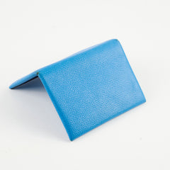Hermes Calvi Compact Card Holder Epsom Blue Zanzibar