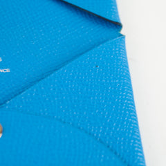 Hermes Calvi Compact Card Holder Epsom Blue Zanzibar