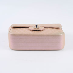Chanel Mini Rectangular Chevron Caviar Rose Gold Iridescent