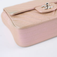 Chanel Mini Rectangular Chevron Caviar Rose Gold Iridescent