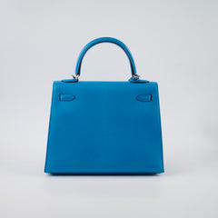 Hermes Kelly 25 Cherve Blue Zanzibar A Stamp