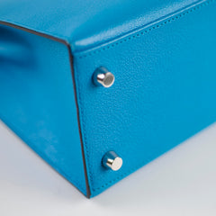 Hermes Kelly 25 Cherve Blue Zanzibar A Stamp