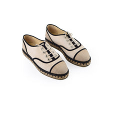 Chanel Lace Up Pearl Espadrilles Size 38