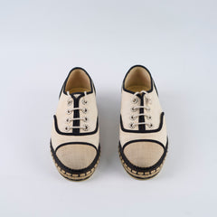 Chanel Lace Up Pearl Espadrilles Size 38