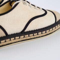 Chanel Lace Up Pearl Espadrilles Size 38