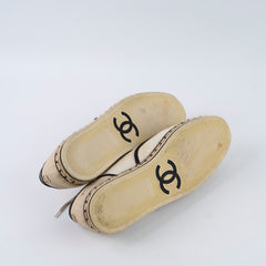 Chanel Lace Up Pearl Espadrilles Size 38