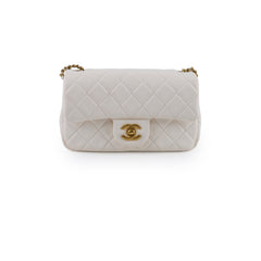 Chanel Mini Rectangular Lambskin Pearl Crush White Microchip