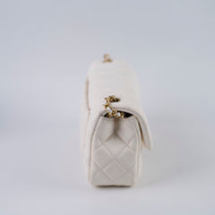 Chanel Mini Rectangular Lambskin Pearl Crush White Microchip