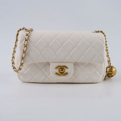 Chanel Mini Rectangular Lambskin Pearl Crush White Microchip