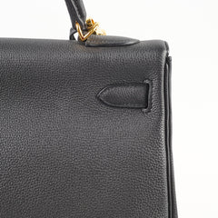 Hermes Kelly 32 Black Togo GHW C Stamp