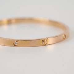Cartier Love Bracelet SM 6 Diamonds Pink Gold - Size 17