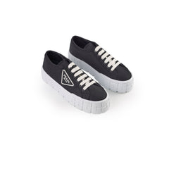 Prada Double Wheel Nylon Gabardine Black Size 38.5 Sneakers