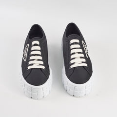 Prada Double Wheel Nylon Gabardine Black Size 38.5 Sneakers
