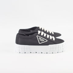 Prada Double Wheel Nylon Gabardine Black Size 38.5 Sneakers