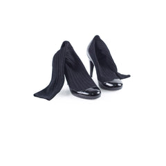 Chanel 2014 Black Sock Boots Patent Leather Size 37.5