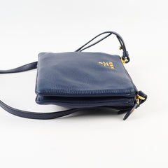 Prada Vitello Daino Phenix Crossbody Bag Navy Blue