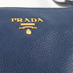 Prada Vitello Daino Phenix Crossbody Bag Navy Blue