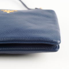 Prada Vitello Daino Phenix Crossbody Bag Navy Blue