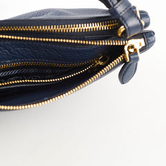 Prada Vitello Daino Phenix Crossbody Bag Navy Blue