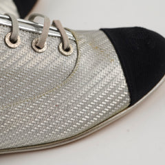 Chanel Silver Lace Up Brogues Size 37.5