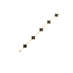 Van Cleef & Arpels Vintage Alhambra Onyx 5 Motif Bracelet
