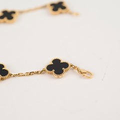 Van Cleef & Arpels Vintage Alhambra Onyx 5 Motif Bracelet