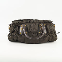 Prada Tessuto Gaufre Naylon Satchel Dark Khaki