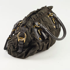 Prada Tessuto Gaufre Naylon Satchel Dark Khaki