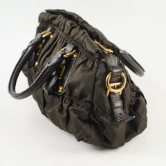 Prada Tessuto Gaufre Naylon Satchel Dark Khaki