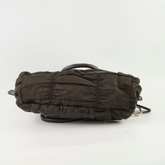 Prada Tessuto Gaufre Naylon Satchel Dark Khaki