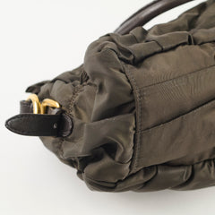 Prada Tessuto Gaufre Naylon Satchel Dark Khaki
