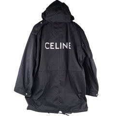 Logo-Print Twill Hooded Parka Mens Size 48