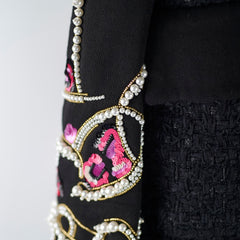 Chanel Pearl Rhinestones Tweed Bomber Jacket Fall 2022 - Size 40